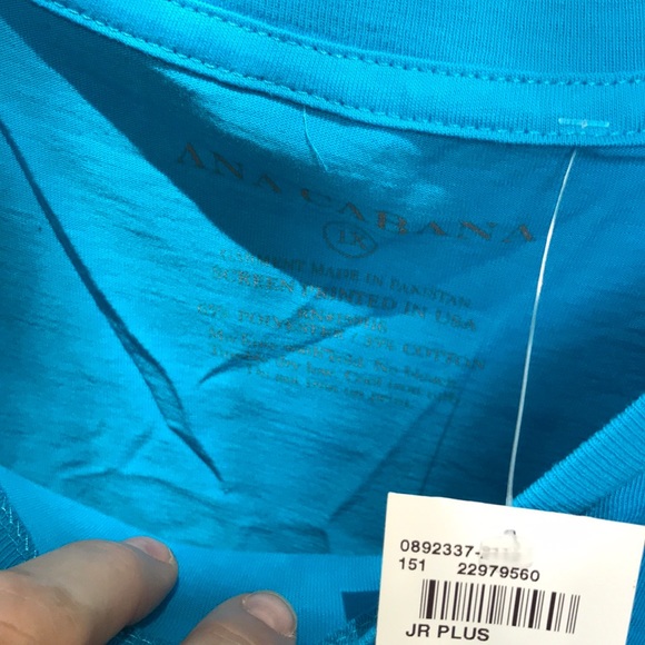 NWT Ana Cabana Blue SS Tee Be The Good Jr Plus Size Block Letters - Picture 3 of 10